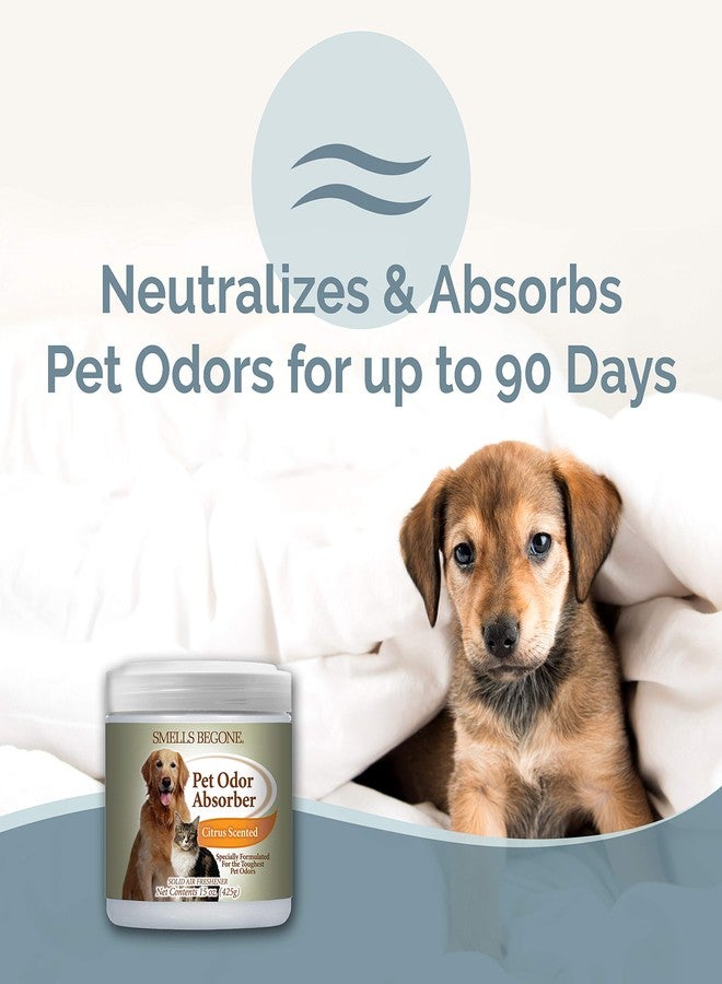 SMELLS BEGONE 15oz Gel Pet Odor Eliminator - Absorb & Remove Strong Odors from Pets, Cat Litter, Dog Poop, Urine Smells - Eliminate Whole Home Odors with Essential Oils (Citrus, 2-Pack) - Image 2